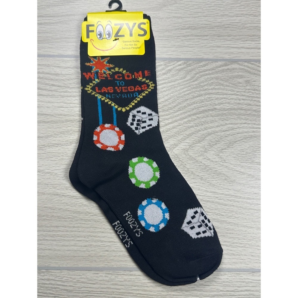FoOzys "Welcome to Las Vegas" Nevada Dice Poker Chip Novelty Socks